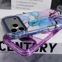 Coque de protection antichoc robuste double couche pour iPhone 17 Pro Max, motif marbre IMD avec veinage doré