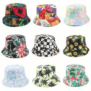 Flower Animal Cartoon Printed Fisherman <b>Hat</b> Reversible Bucket Cap <b>Hat</b> - Product Image 2