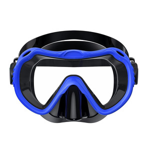 Diving Mask Full Face One Window Polycarbonate Lens Snorkeling Universal Use Blue Black - Product Image 1