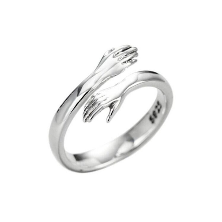 925 Sterling Silber 2021 Umarmung Kreuz Open Resizable Ring Einstellbar Schönen Hand Ringe Für Frauen Schmuck