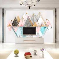 Murale géométrique moderne en marbre doré pour la décoration intérieure, papier peint artistique minimaliste 3D à coller