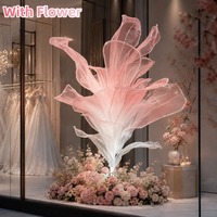 Ornamen Bunga Organza Ukuran Besar, Bunga Sutra Transparan Besar untuk Dekorasi Acara Komersial Luar Ruangan dan Dalam Ruangan