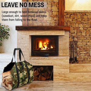 Sac de transport pour bûches, grand format, robuste, enduit de cire, pour foyer, poêle, camping en plein air, sac de rangement pour bois, échantillon gratuit - Product Image 6