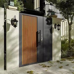 <span class=keywords><strong>Portail</strong></span> piétonnier moderne minimaliste en aluminium à lattes, <span class=keywords><strong>portail</strong></span> d'intimité noir personnalisé pour cour de villa - Product Image 5