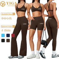 Shorts de yoga sans couture pour femmes, Leggings de yoga croisés en V, Soutien-gorge de sport pour femmes, Ensemble de yoga sans couture avec pantalon large