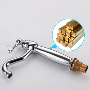 European Style Titanium Gold Brass High Width Basin Faucet, Hotel Home Antique Hot and Cold Long Basin Mixer - Product Image 4