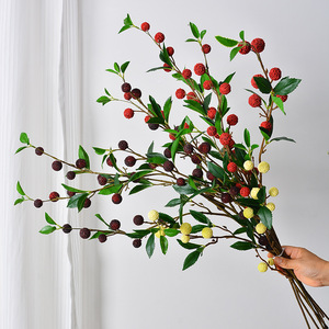 Plante artificielle de baies de bayberry simulées Laixing, verdure artificielle pour la décoration intérieure, accessoires de Noël et de mariage, en PVC souple - Product Image 1