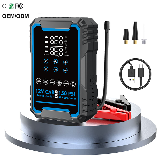 Bulk Order Jump Starter Power Bank 150PSI Air Compressor Tire Pump 22200mwh Car Battery Booster Kit with Air Pump