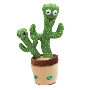 OEM 120 Songs Singing Dancing Talking 2 Heads Cactus Toys Recording Electronic Soft Cactus Plush Toy for Baby Boys and Girls