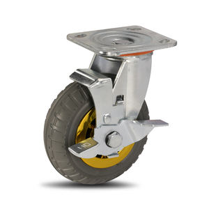 Roues pivotantes robustes à faible bruit grises de 4 pouces <span class=keywords><strong>Roue</strong></span> pivotante en caoutchouc verrouillable pour <span class=keywords><strong>remorque</strong></span> - Product Image 3