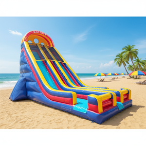 Toboggan aquatique gonflable commercial certifié à trois voies en PVC, château gonflable pour la plage et le plaisir estival des enfants et des adultes - Product Image 2