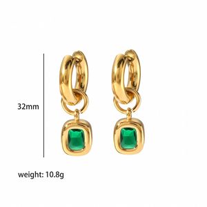 Parure Collier et Boucles d'Oreilles Ovales en Zircon Style Européen et Américain, Luxe Léger, en Acier Inoxydable Plaqué Or 18 carats, Pendentif Géométrique, Bijoux de Soirée - Product Image 3