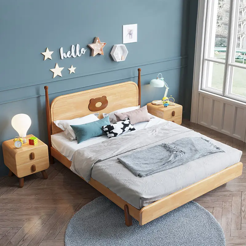Cama infantil SingleSimple de madera de nuevo diseño moderno de alta calidad para juego de dormitorio infantil