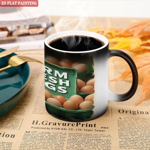 Mug en céramique noir givré 11 oz, changeant de couleur à la chaleur, tasse vierge pour souvenir de conférence d'entreprise - Product Image 5