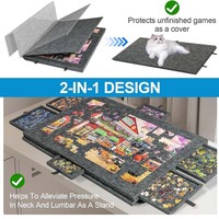 Table de puzzle pliable 2-en-1 avec 6 tiroirs, 1000 pièces, multifonctionnelle et portable en feutre