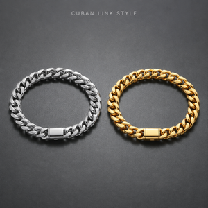 Pulsera de eslabones cubanos pulidos a espejo gruesos para hombre, estilo punk, de acero inoxidable 316L, oro y plata, impermeable, con cierre a presión, llamativa. - Product Image 6