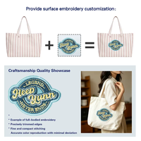 Tas Pantai Kanvas Bergaris Heavy Duty Jahitan Kuat Logo Kustom Tas Ramah Lingkungan untuk Pantai, Belanja & Penggunaan Sehari-hari