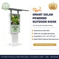 Señalización Digital Solar de 32 Pulgadas, IP65, Sin Cables, para Exteriores, 100% Legible Bajo la Luz Solar, con Soporte de Pie