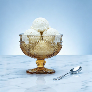 Bol à dessert vintage en verre gaufré sur pied, coupe à glace, bol de service pour fruits, yaourt et milk-shake - Product Image 1