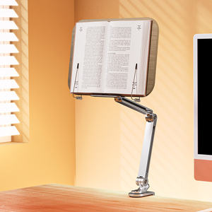 Boneruy HR06 legno <span class=keywords><strong>di</strong></span> noce <span class=keywords><strong>di</strong></span> alluminio porta libri 360 ruotare a braccio lungo regolabile in altezza lettura <span class=keywords><strong>libro</strong></span> reggilibri per scrivania - Product Image 2