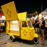 Carrito de Comida de Acero Inoxidable de 3 Ruedas Piaggio Ape Eléctrico a Precio de Fábrica, con Logotipo Personalizado, Barra Móvil para Cerveza, Bocadillos, Dulces