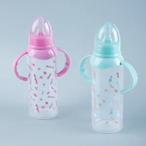 Wholesale Custom High Quality Nipples Bottle 250ml 8oz Baby Milk Water Feeding Newborn Baby PP Feeding Bottle With Handle