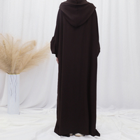 Abaya Musulmane de Qualité Supérieure Couleur Unie pour Femme, Robes Musulmanes Islamiques en Gros avec Hijab et Capuche, Manches Chauve-Souris