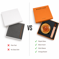 Coffret d'encens haut de gamme avec couvercle et base, plat en verre ambré, insert noir, personnalisable OEM