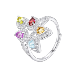 9 bagues vintage réglables en cristal taillé en forme de poire 3*4mm, pierre naturelle, argent sterling 925, bijoux floraux en forme de goutte d'eau pour femmes - Product Image 1