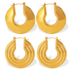 Pendientes de Aro en Forma de U, Diseño Geométrico, Tono Dorado y Plateado, Uso Diario, Joyería de Moda Unisex - Product Image 5