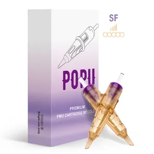 POPU 프리미엄 3SF 5SF 문신 바늘 도매 0.30mm 경사 평면 영구 화장 카트리지 바늘