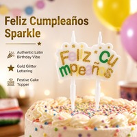 Lateinamerikanische Festliche Geburtstagstorten-Deko Gold Glitzer Happy Birthday Tortendekoration Kerze Spanische Party-Deko Kerze