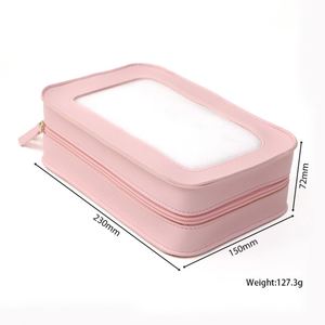 Multi-Purpose PU Leather Cosmetic <b>Bag</b> PVC <b>Clear</b> Window Design <b>Toiletry</b> Organizer Travel Makeup Pouch - Product Image 6