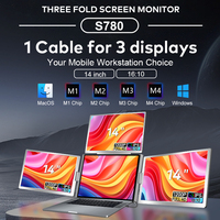 Monitor Portátil de 14 Pulgadas Ideal para Trading, Pantalla Plegable, Extensor de Monitor Cuádruple, 1 Cable para 3 Pantallas, Extensor de Pantalla para Laptop