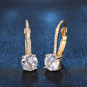 Orecchini a Cerchio con Quattro Punte in Zirconia per Donne, Eleganti Gioielli da Sera alla Moda - Product Image 5