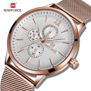 นาฬิกาควอตซ์แฟชั่น Naviforce Montr 3003 สำหรับผู้หญิง สายตาข่ายสีโรสโกลด์ โครโนกราฟ แบรนด์นาฬิกาจีน Relogio Masculino - Product Image 6