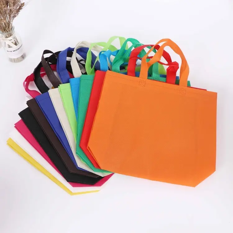 Bolsas de compra reutilizables de colores con asas, bolsa de tela no tejida para regalos, comestibles, eventos, fiestas, salida