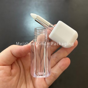 ISMAN Tube carré 4ml pour <span class=keywords><strong>gloss</strong></span> à lèvres avec grand pinceau applicateur en aluminium, tube vide rose, logo personnalisé blanc, pour huile à lèvres, fond de teint et correcteur - Product Image 5