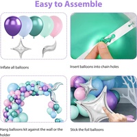 Decoración para Fiesta de Cumpleaños Infantil con Temática de Sirena, Globo de Aluminio con Forma de Cola de Sirena y Globo de Látex Morado, Juego de Guirnaldas de Globos para Fiesta