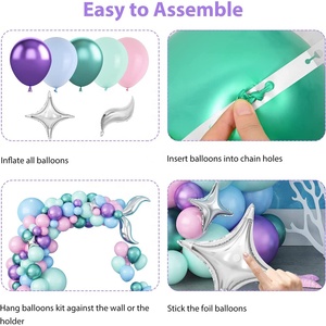 Decoración para Fiesta de <span class=keywords><strong>Cumpleaños</strong></span> Infantil con Temática de Sirena, Globo de Aluminio con Forma de Cola de Sirena y Globo de Látex Morado, Juego de Guirnaldas de Globos para Fiesta - Product Image 3