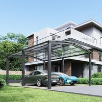 Abri de voiture extérieur moderne et simple à toit en arche, en aluminium thermolaqué, durable et étanche, pour une ou deux voitures, prix usine