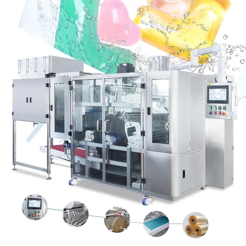 Sabun Polyva membuat Laundry bubuk kecil deterjen produksi Line Pod Pva kemasan mesin penyegel Natural 1000 0.05g