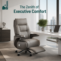 Fauteuil de Direction Inclinable de Luxe en Cuir Épais avec Appui-tête Réglable et Accoudoirs 4D, Chaise Robuste pour Bureau et Salle d'Attente