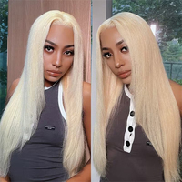 CLJhair Cabello Indio Liso Rubio 613 con Cierre de Encaje 5x5 HD, Cabello Virgen Directo de Fábrica para Venta al por Mayor de Extensiones de Cabello para Salones de Belleza