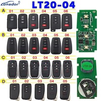 Clé télécommande intelligente universelle Lonsdor LT20-04 8A+4D 40/80 bits et 8A 4 boutons 433/315 MHz pour les séries K518/KH100+ pour Toyota/Lexus