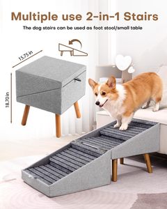 ZMaker Nuevas Escaleras y Otomana 2 en 1 para Mascotas, Escaleras Plegables para Perros para Sofá, Escaleras Antideslizantes de Madera para Mascotas con Diseño de Otomana Dividida - Product Image 2