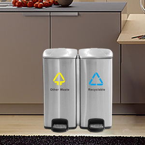 Cubo de <span class=keywords><strong>basura</strong></span> personalizado de acero inoxidable con <span class=keywords><strong>dos</strong></span> <span class=keywords><strong>compartimentos</strong></span>, cubo de <span class=keywords><strong>basura</strong></span> de cocina, cubo de <span class=keywords><strong>basura</strong></span> con Pedal, 60L - Product Image 6