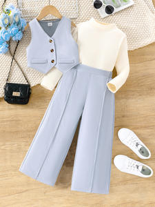 Set di abbigliamento per bambini a pois rosso stile coreano abiti da ragazza alla moda per ogni giorno <span class=keywords><strong>pantaloni</strong></span> larghi larghi per 12 anni - Product Image 6