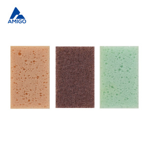 Éponge de cuisine rectangulaire Amigo double couche orange et verte pour nettoyer les ustensiles de cuisine - Product Image 3