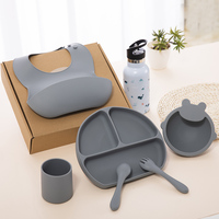 Offre spéciale, bavoir d'alimentation en silicone étanche, bol à cuillère, ensemble de vaisselle pour enfants et bébés